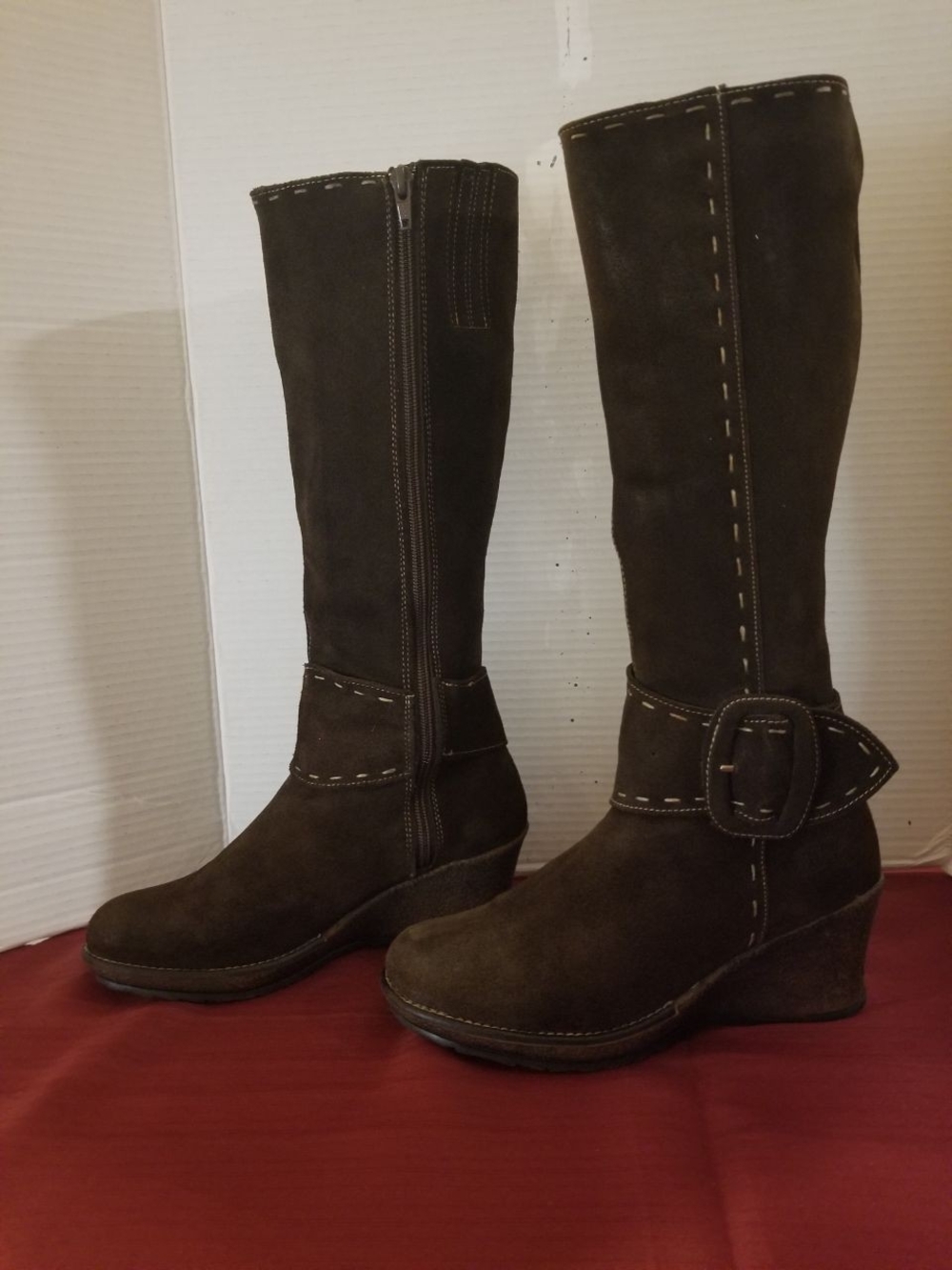 Women's BOS brown suede leather high knee boots size 39 (8-8.5)
